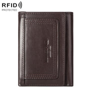 HUMERPAUL BP992 RFID Anti-Magnetic Multi-Card Position Zipper Coin Purse Leather Men Wallet(Dark Brown)