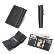 HUMERPAUL BP992 RFID Anti-Magnetic Multi-Card Position Zipper Coin Purse Leather Men Wallet(Black)
