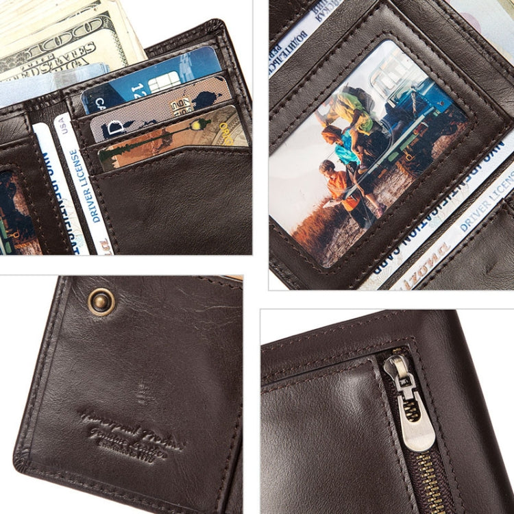 HUMERPAUL BP992 RFID Anti-Magnetic Multi-Card Position Zipper Coin Purse Leather Men Wallet(Black)