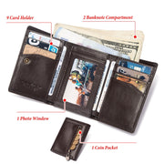 HUMERPAUL BP992 RFID Anti-Magnetic Multi-Card Position Zipper Coin Purse Leather Men Wallet(Black)