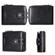 HUMERPAUL BP948-s RFID Anti-Theft Brush Men Leather Wallet Short Coin Purse(Black)