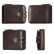 HUMERPAUL BP948-s RFID Anti-Theft Brush Men Leather Wallet Short Coin Purse(Brown)