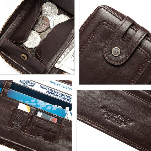 HUMERPAUL BP948-s RFID Anti-Theft Brush Men Leather Wallet Short Coin Purse(Brown)