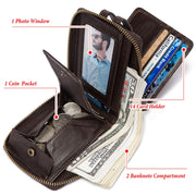 HUMERPAUL BP948-s RFID Anti-Theft Brush Men Leather Wallet Short Coin Purse(Black)