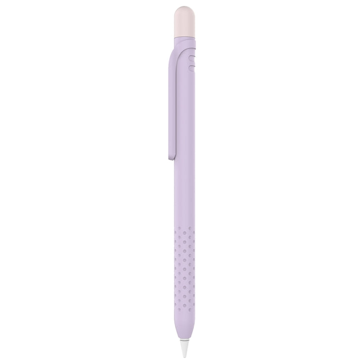 CY152 Magnetic Silicone Storage Colorblock Pen Holder For Apple Pencil 1(Purple)