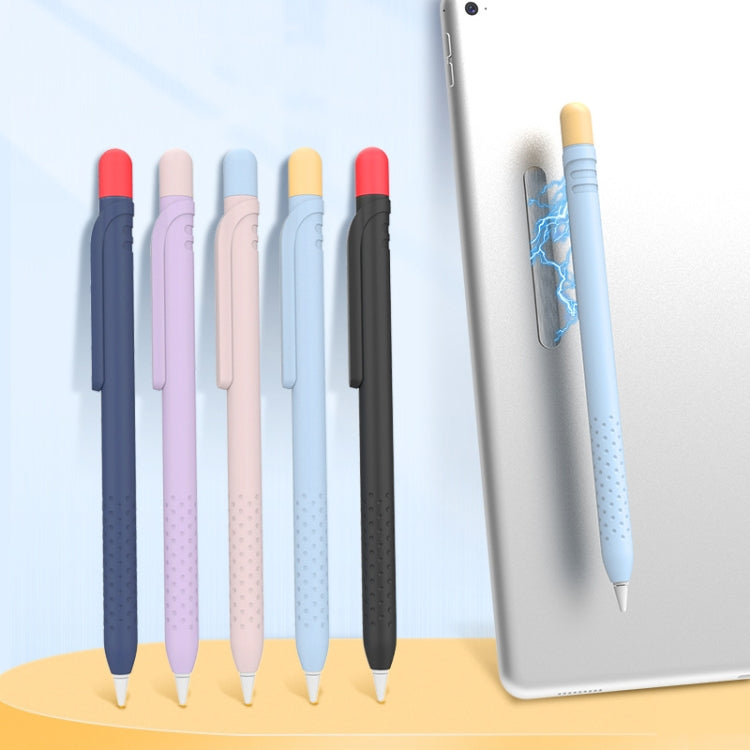 CY152 Magnetic Silicone Storage Colorblock Pen Holder For Apple Pencil 1(Midnight Blue)