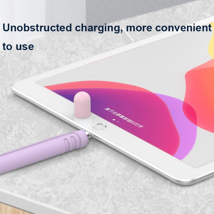 CY152 Magnetic Silicone Storage Colorblock Pen Holder For Apple Pencil 1(Purple)