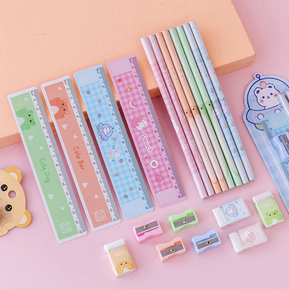 10 Sets Primary School Students Pencil Stationery School Supplies Set(Random Color)