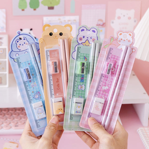 10 Sets Primary School Students Pencil Stationery School Supplies Set(Random Color)