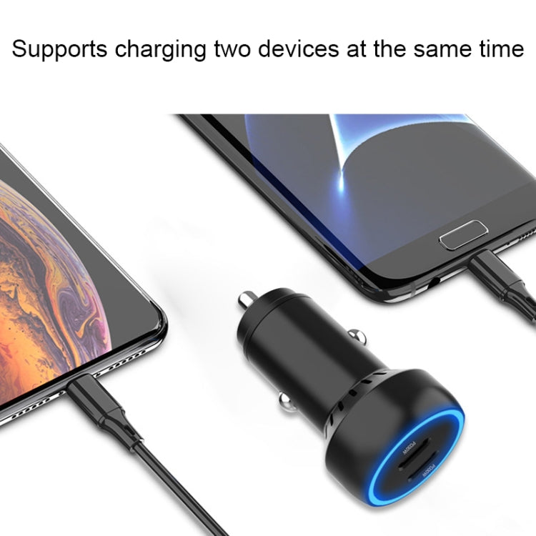 IBD352 Aluminum Alloy Dual Interface Car Charger, Spec: QC3.0 18W+PD 3.0 20W