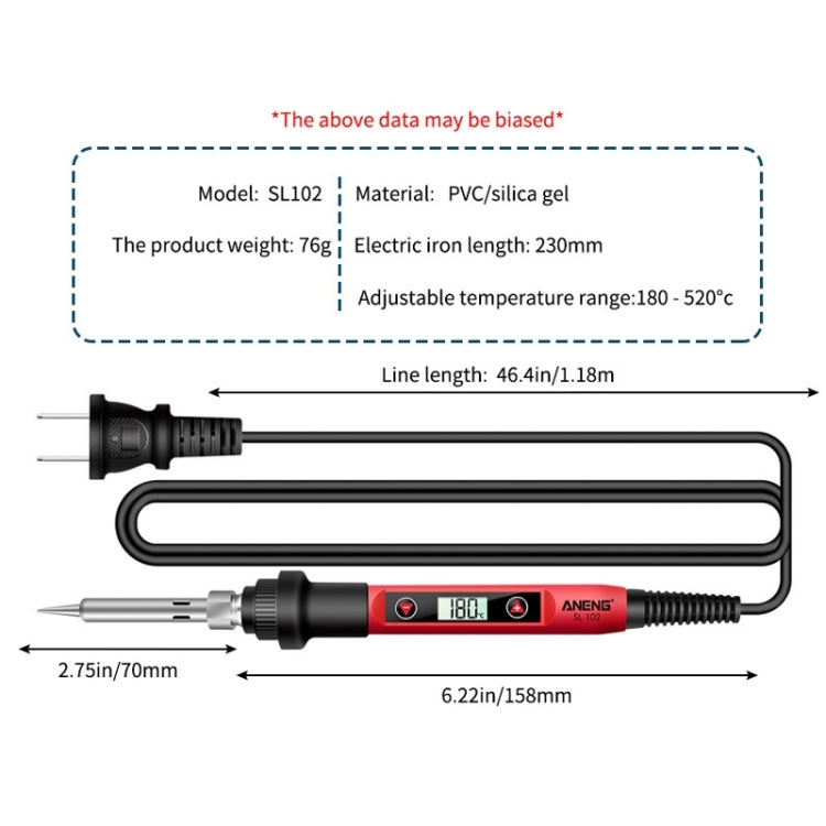 ANENG SL102 24pcs/set Digital Thermostat Household Constant Temperature Soldering Iron Set 60W Internal Heat Welding Tool Kit(EU Plug)