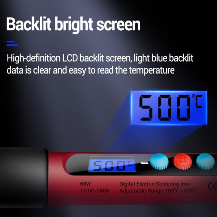 ANENG SL103 25pcs/set Intelligent Digital Display Temperature Adjustment Household Constant Temperature Soldering Iron Set 60W Internal Heat Welding Tool Kit(EU Plug)
