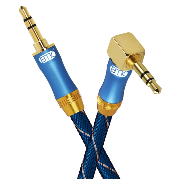 EMK 90-Degree Car 3.5mm Audio Cable Extension Cable, Cable Length: 1M(Blue)