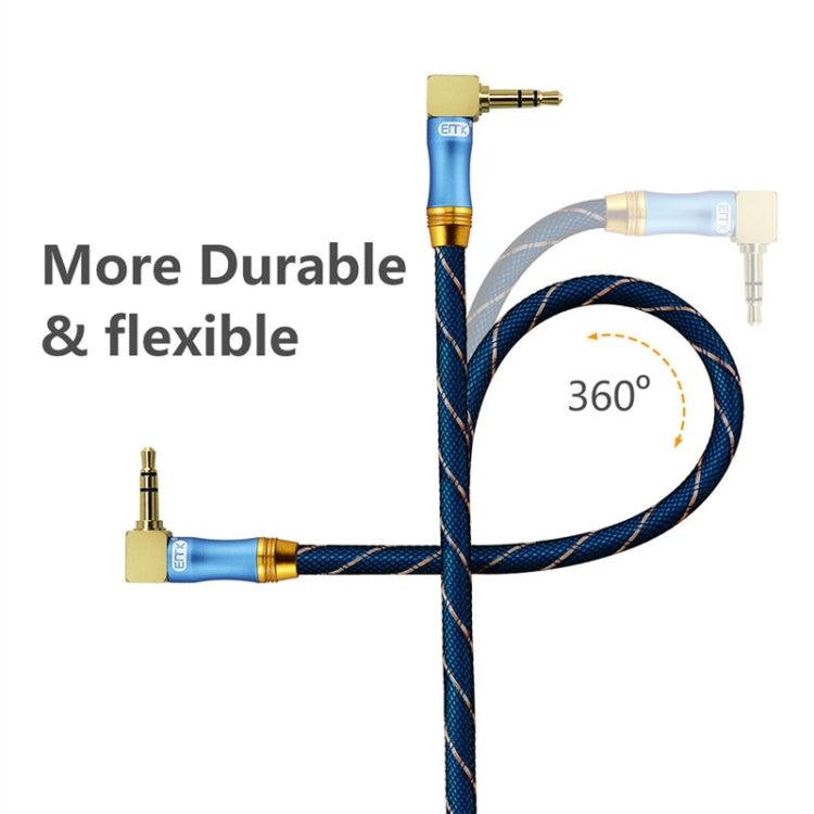 EMK 90-Degree Car 3.5mm Audio Cable Extension Cable, Cable Length: 1M(Blue)