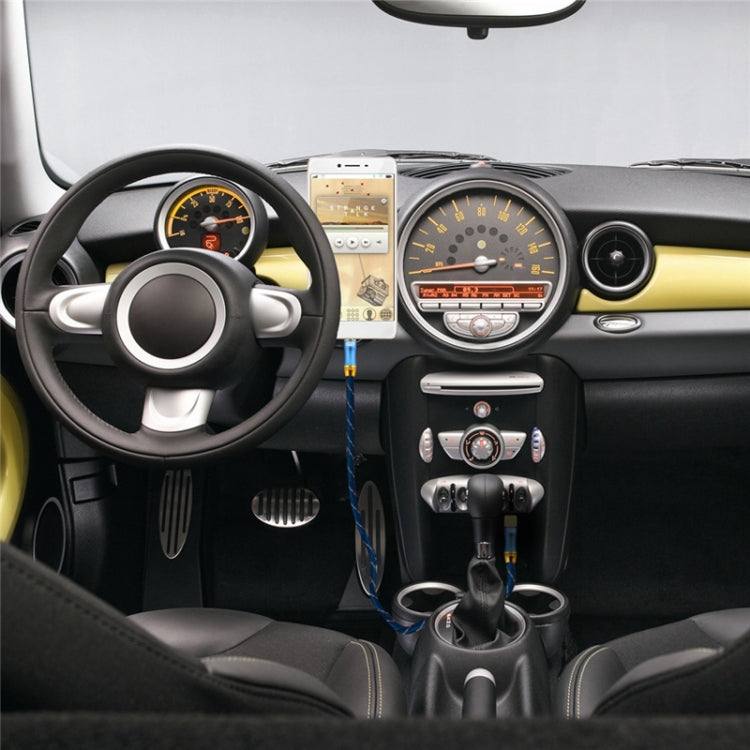 EMK 90-Degree Car 3.5mm Audio Cable Extension Cable, Cable Length: 1M(Blue)