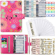 A6 PU Leather Color Printing Notebook Zipper Bag Loose-leaf Budget Binder(Flower-Rose Red) - Notebooks by PMC TechLife | Online Shopping South Africa | PMC TechLife