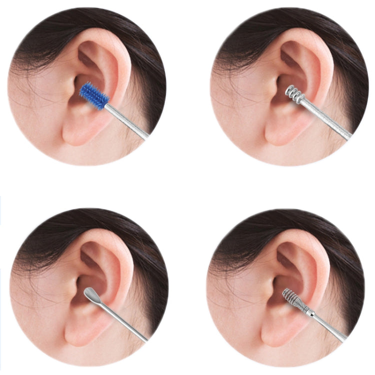 2 Packs Push-Pull Cylinder Storage Ear Scoop Set, Specification: 7 PCS/Set Yellow