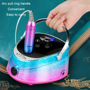 Ice Flower Gradient Rechargeable Low Noise Nail Polishing Machine, Specification: EU Plug (Pink Blue)