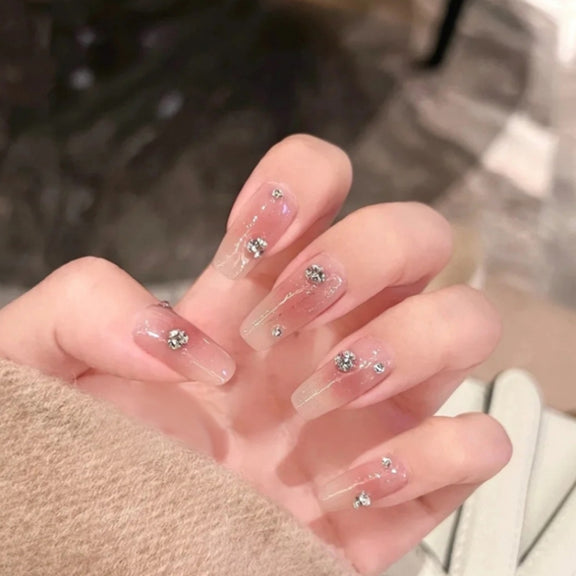 2 Sets Nail Art 6 Grid Pointed Bottom Diamond Nail Jewelry, Specification: 06 Light Pink