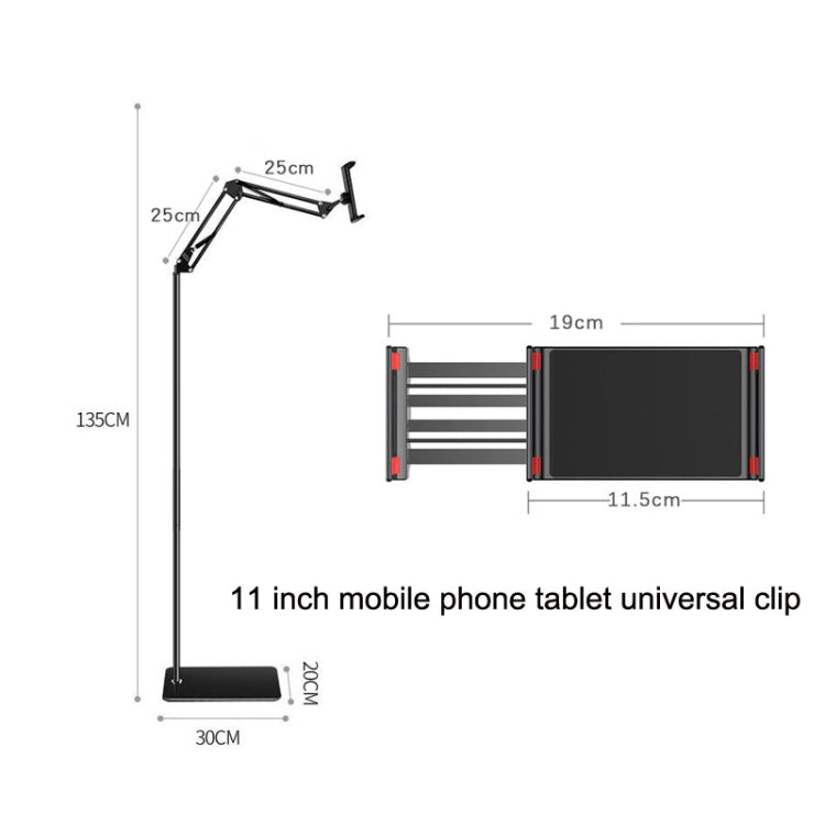 135cm Mobile Phone Tablet Live Broadcast Bedside Lifting Bracket Cantilever Floor Model (Black)