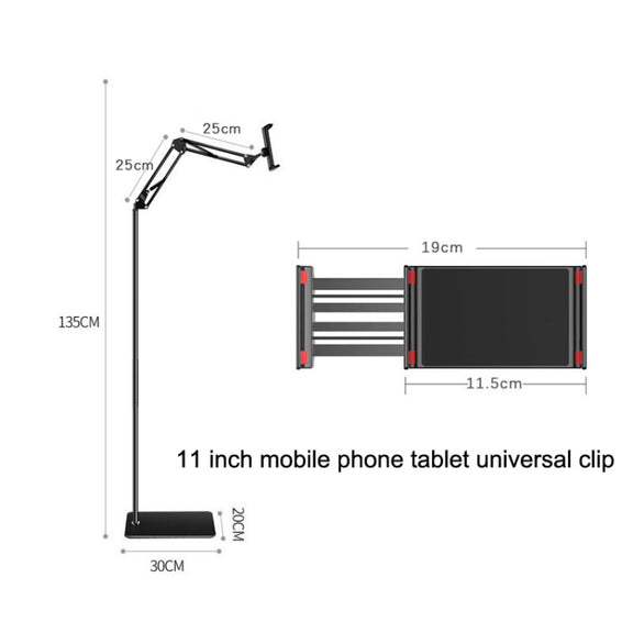 135cm Mobile Phone Tablet Live Broadcast Bedside Lifting Bracket Cantilever Floor Model (Black)