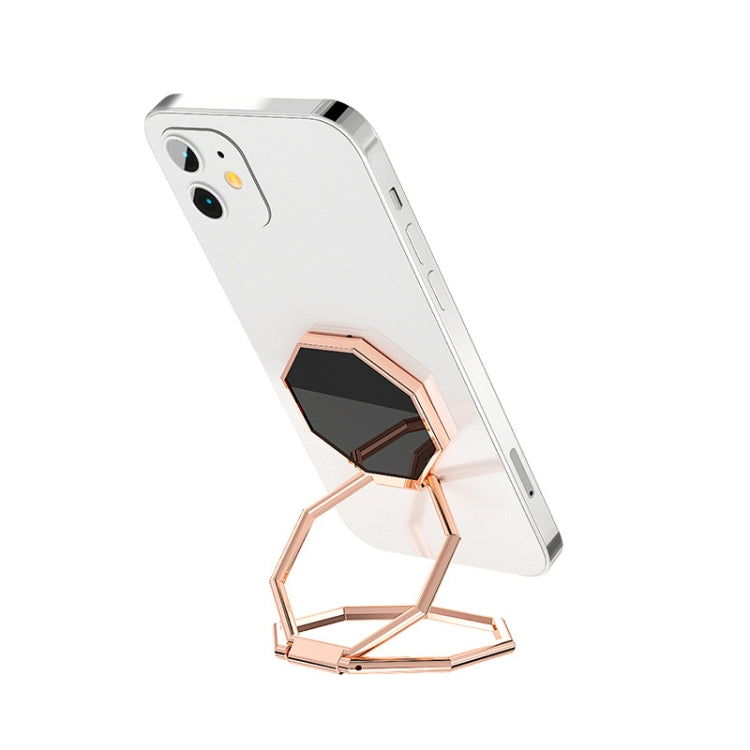 Metal Ring Buckle Live Rotating Magnetic Suction Car Desktop Tablet Folding Phone Bracket(Rose Red)