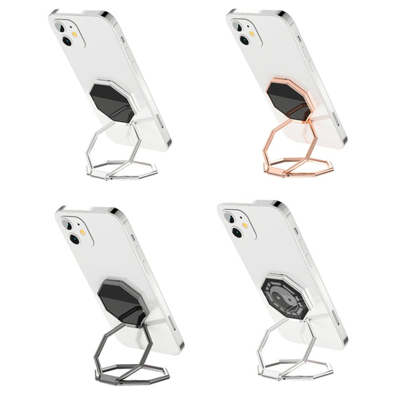 Metal Ring Buckle Live Rotating Magnetic Suction Car Desktop Tablet Folding Phone Bracket(Rose Red)