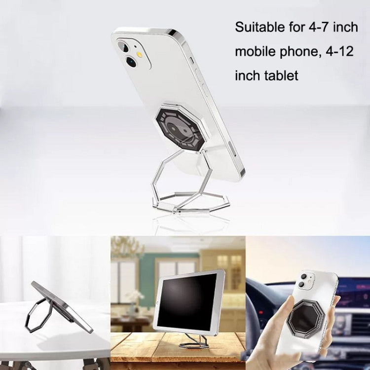 Metal Ring Buckle Live Rotating Magnetic Suction Car Desktop Tablet Folding Phone Bracket(Rose Red)