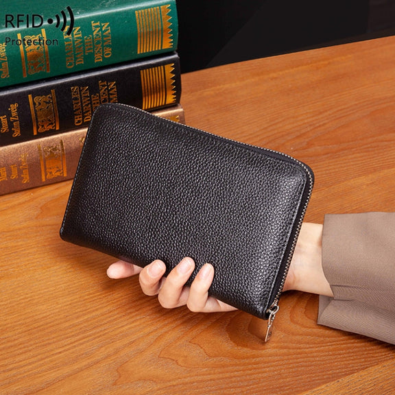 1659 RFID Anti-magnetic Anti-theft Passport Bag Document Bag Wallet(Brown)
