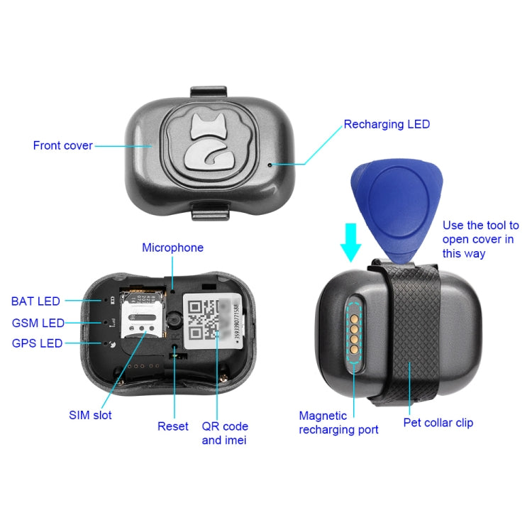 G16 Pets GPS Tracker IP67 Water-resistant Smart Collar Anti-lost Tracking for Dog Cat
