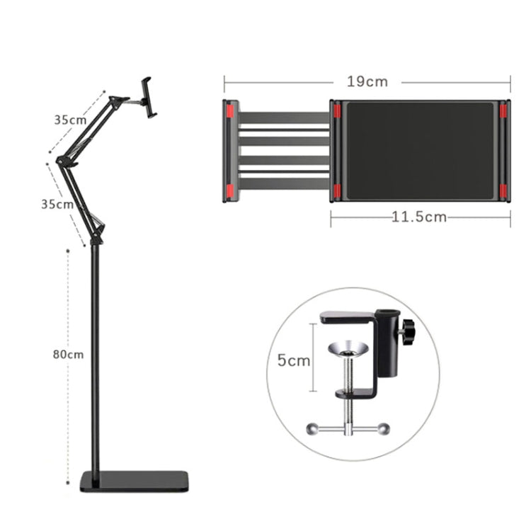 155cm Live Broadcast Bedside Cantilever Floor Bracket Desktop Floor Model (Black)