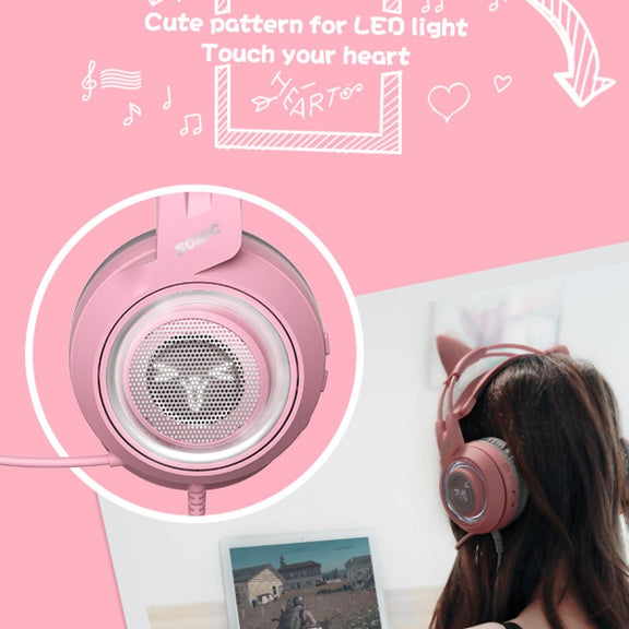 SOMIC G951PINK Head-mounted 7.1 Channel Anchor E-Sports Game Headset Wheat(Pink)