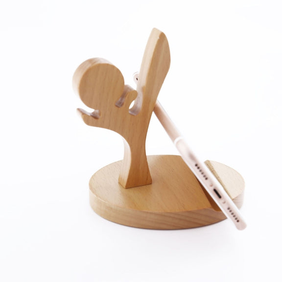 Wooden Mobile Phone Bracket Beech Lazy Mobile Phone Holder,Style: Kung Fu