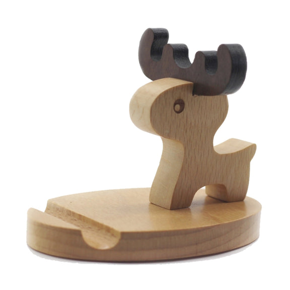 Wooden Mobile Phone Bracket Beech Lazy Mobile Phone Holder,Style: Little Deer With Antlers