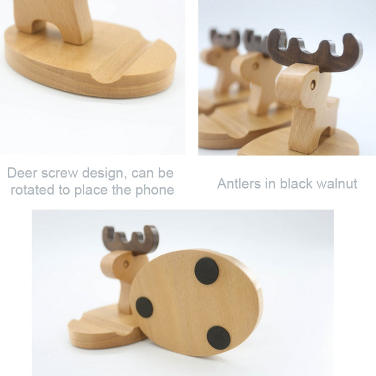 Wooden Mobile Phone Bracket Beech Lazy Mobile Phone Holder,Style: Little Deer With Antlers