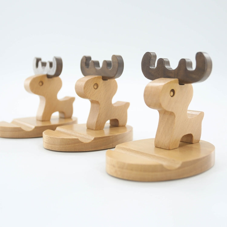 Wooden Mobile Phone Bracket Beech Lazy Mobile Phone Holder,Style: Little Deer With Antlers