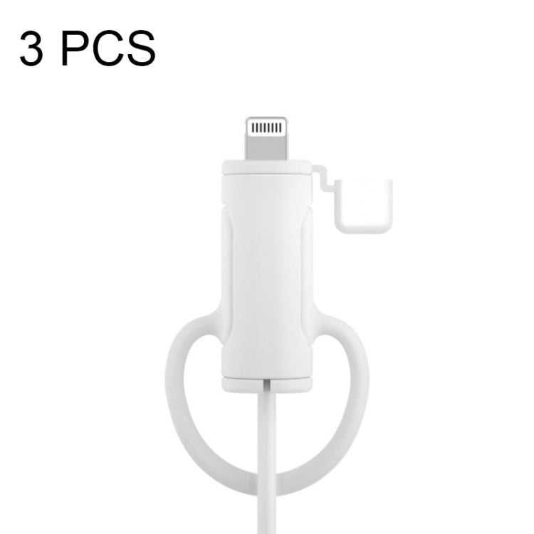 3 PCS Soft Washable Data Cable Silicone Case For Apple, Spec: 8 Pin (White)