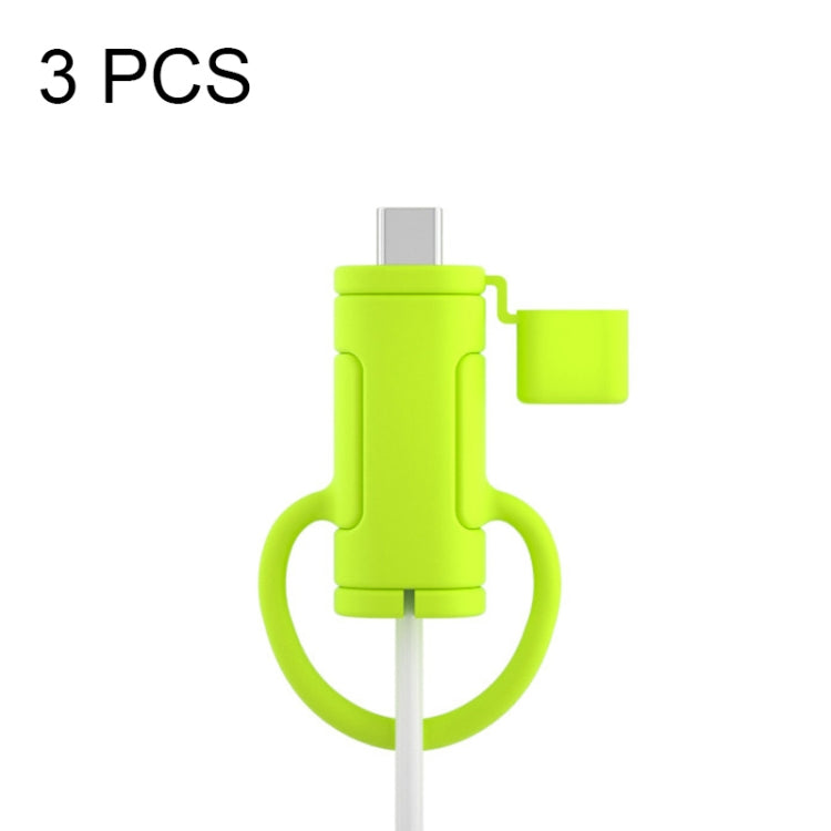 3 PCS Soft Washable Data Cable Silicone Case For Apple, Spec: Type-C (Mustard Green)