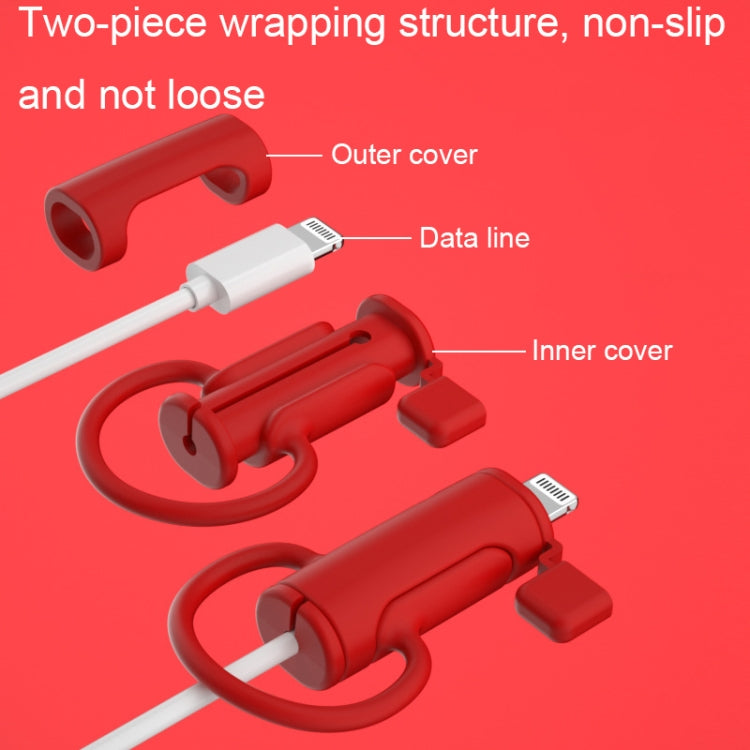 3 PCS Soft Washable Data Cable Silicone Case For Apple, Spec: USB (Mustard Green)