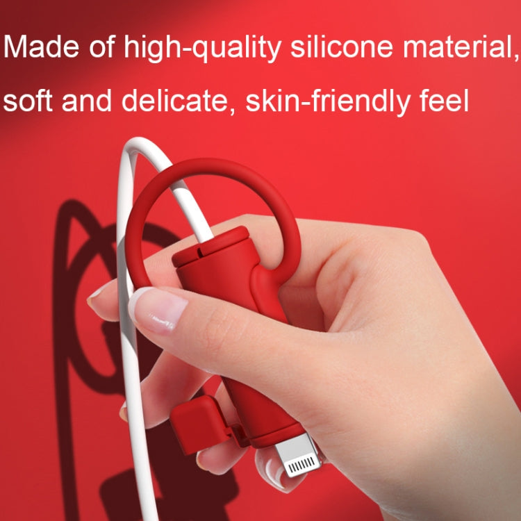 3 PCS Soft Washable Data Cable Silicone Case For Apple, Spec: USB (Mustard Green)