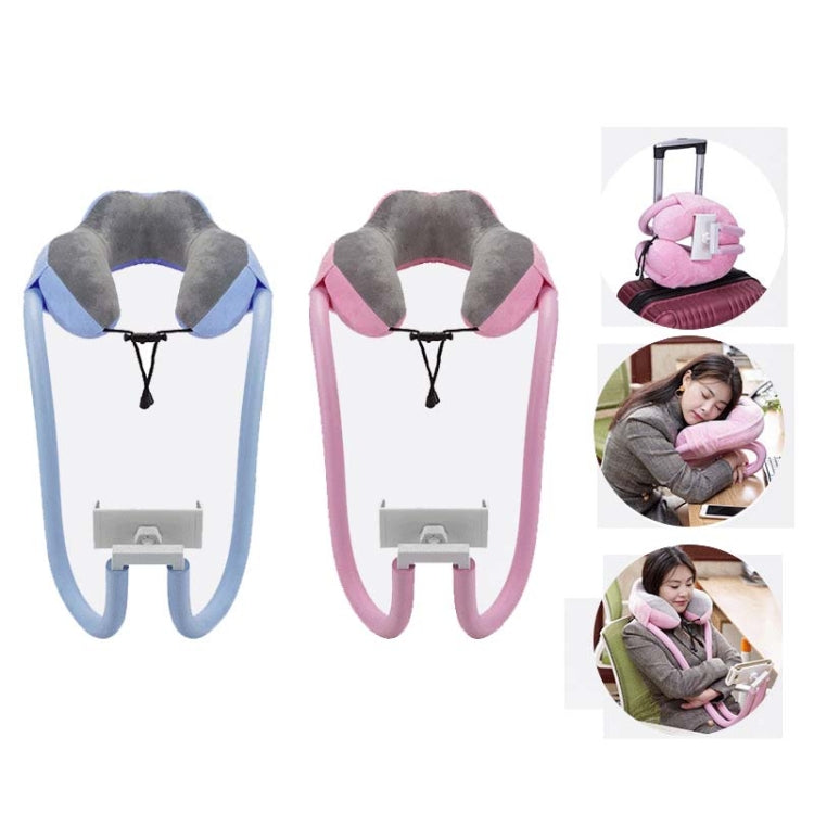 U-shaped Pillow Mobile Phone Bracket Hanging Neck Lazy Bracket(Light Pink)