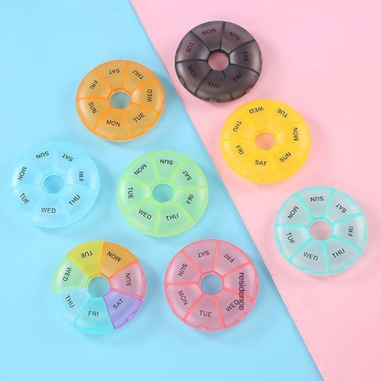 2 PCS Round 7 Days Rainbow Color Portable Pill Box Plastic Seven Grid(Orange)
