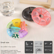 2 PCS Round 7 Days Rainbow Color Portable Pill Box Plastic Seven Grid(Colorful)