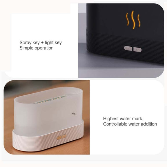 7 Color Flame Aromatherapy Machine Home Office Desk Air Humidifier(Black)