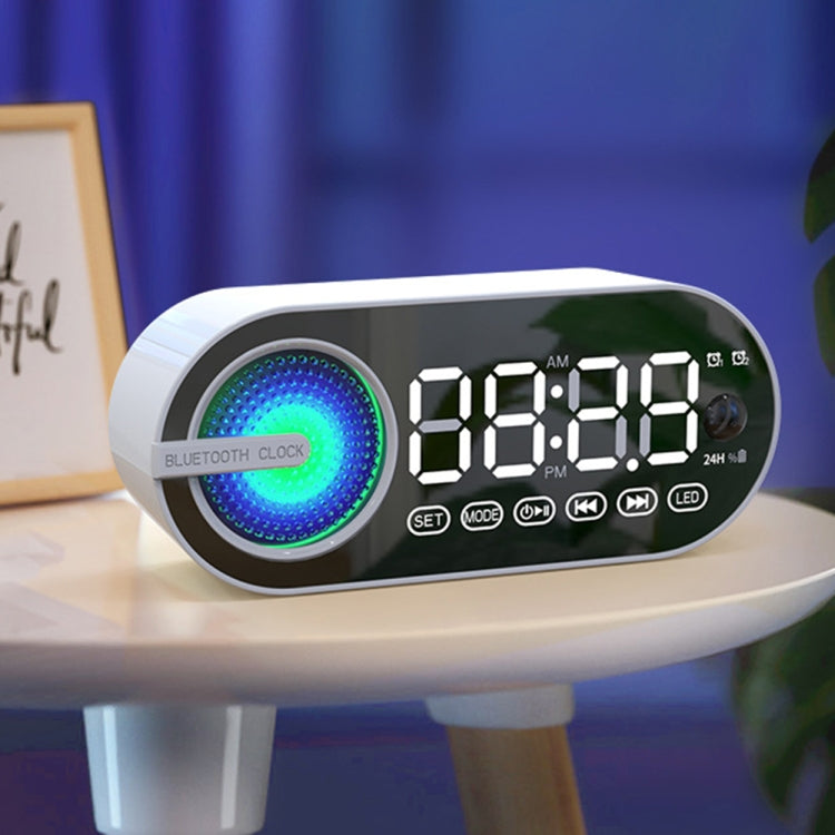 RBT-G30 Mirror Colorful Light Subwoofer Bluetooth Alarm Clock Audio, Spec: Sensor Version (Black)