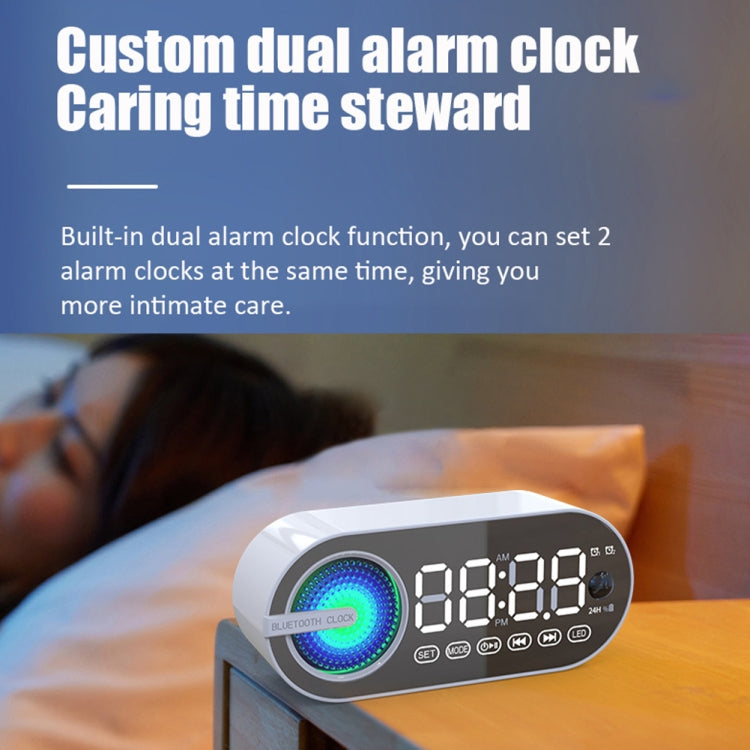 RBT-G30 Mirror Colorful Light Subwoofer Bluetooth Alarm Clock Audio, Spec: Sensor Version (Black)