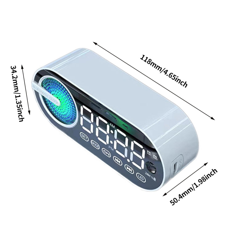 RBT-G30 Mirror Colorful Light Subwoofer Bluetooth Alarm Clock Audio, Spec: Sensor Version (White)