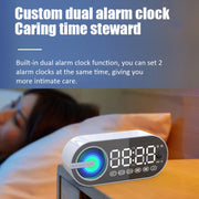 RBT-G30 Mirror Colorful Light Subwoofer Bluetooth Alarm Clock Audio, Spec: Voice Version (Pink)