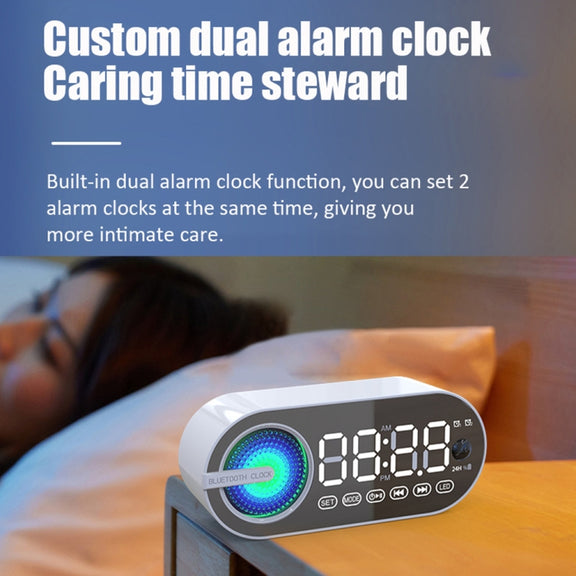 RBT-G30 Mirror Colorful Light Subwoofer Bluetooth Alarm Clock Audio, Spec: Voice Version (Pink)