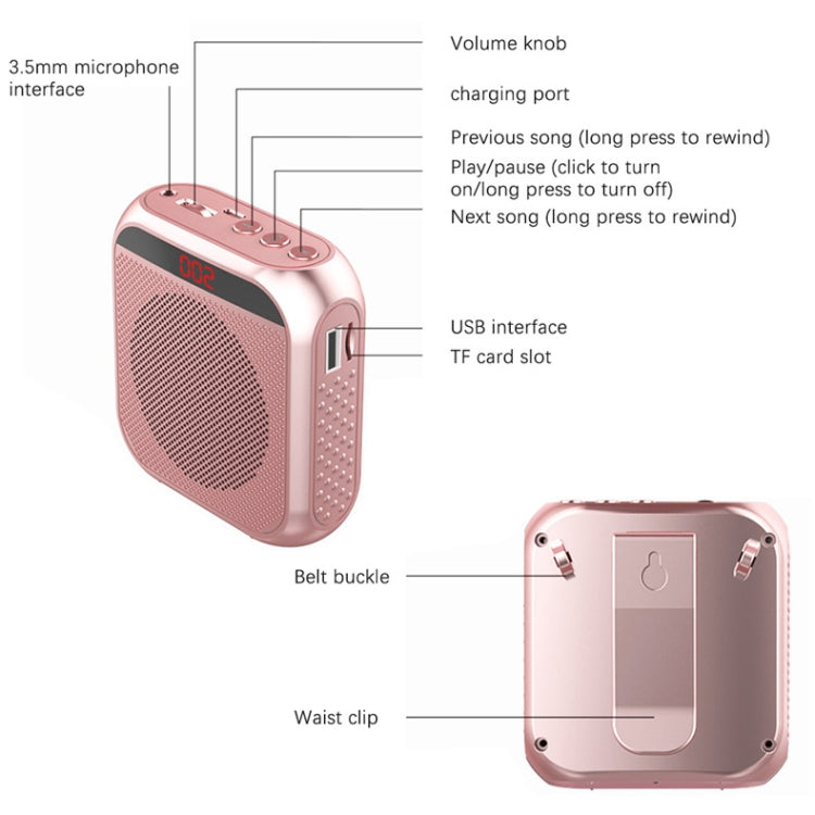 S17 Mini Portable Tour Guide Teaching Loudspeaker with Screen Display(Cool Black)